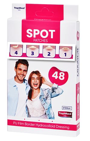 TOPMED Spot Patches PU film Border Hydrocolloid Patch for Covering Zits Acne Pimple Spot Stickers for Face 48 Count-Velvo Beauty