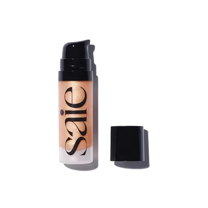 Saie Mini Glowy Super Gel - Hydrating Makeup Primer and Illuminating Glow Serum Enriched with Vitamin C and Squalane Oil - All-Over Liquid Highlighter Makeup for Instant Glass Skin - Sunglow (0.5 oz)-Velvo Beauty