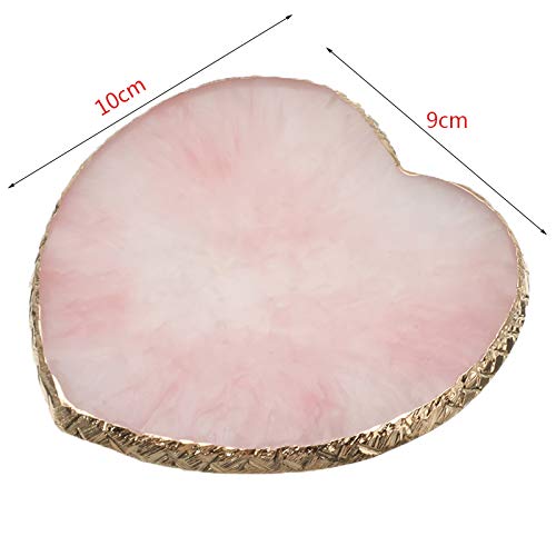 Resin Nail Art Plate Palette,Makeup Palettes,Gel Polish Color Mixing Plate Drawing Painting Color Palette,Golden Edge Heart Shaped Nail Art Display Holder-Velvo Beauty