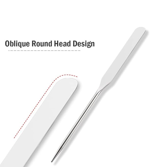 Foundation Spatula, 3-Pack Acrylic Nail Art Palette Oblique Round Head Stainless Steel Makeup Spatula for Woman Professional Facial Makeup Tools Makeup Mixing Palette-Velvo Beauty