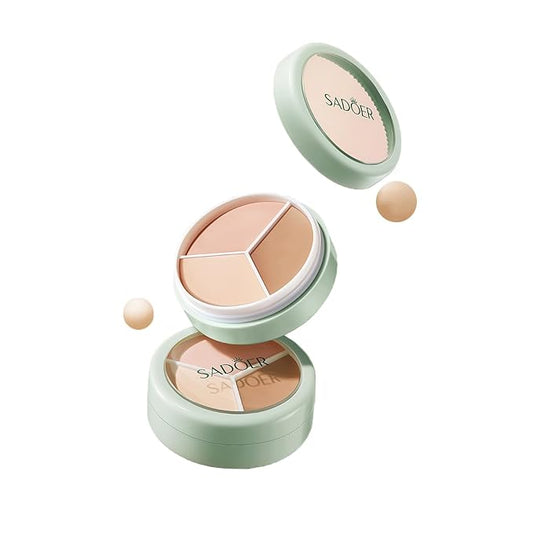 Full Coverage Concealer Palette Tri-Color Correcting Cream Foundation Makeup, Conceal Redness, Dark Circles & Acne Marks, Long-lasting Waterproof Fawless Blendable Brighten Contour Palette-Velvo Beauty