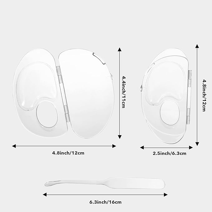 Acrylic Cosmetic Makeup Palette,2 in 1 Makeup Mixing Palette with Foundation Spatula and Storage Pigment,Handheld Makeup Mixing Tray,Makeup Plate for Foundation Eye Shadow Nail Art (A-Clear)-Velvo Beauty