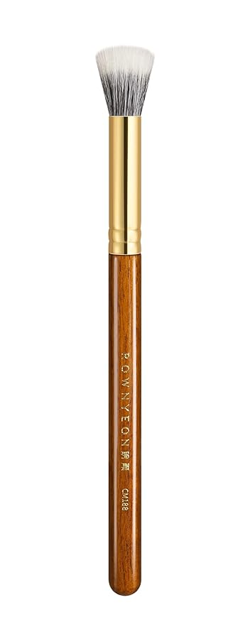 Desert Oak Series Dual Wool Blush Brush - Flat Top Goat Hair for Diffused Powder & Cream Blush, Seamless Blending, Bubinga Handle (CM 188)-Velvo Beauty