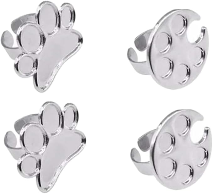 Mini Manicure Palette,4PCS Nail Display Board,Metal Nail Art Polish Holder,Paint Palette Finger Ring,Stainless Steel Makeup Mixing Palette Ring-Velvo Beauty