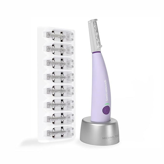 Michael Todd Beauty Sonicsmooth Dermaplane Razor for Women Face + Eyebrow trimmer Dermaplaning System - Peach Fuzz Remover - 8 Weeks of Dermaplaning Blades-Velvo Beauty