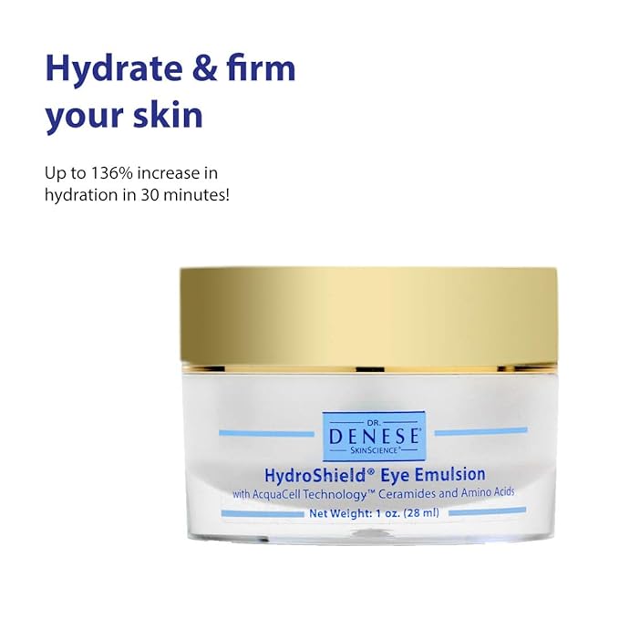 Dr. Denese SkinScience HydroShield Eye Emulsion Increased Hydration with Botanical Stem Cells, Sodium PCA, Watermelon Extract, Ceramides & Amino Acids - Improve the Look of Lines & Wrinkles - 1oz-Velvo Beauty