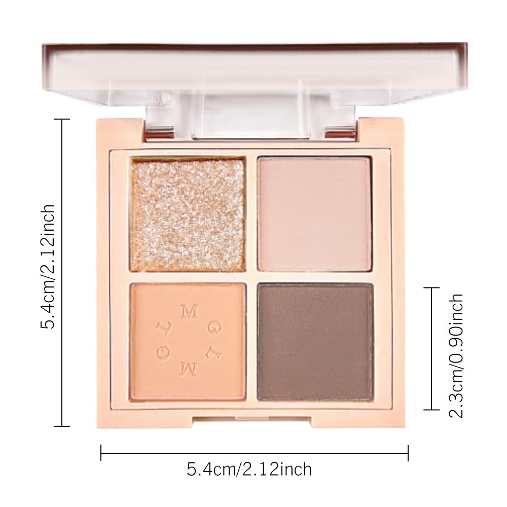 4Colors Eyeshadow Makeup Palette,Nude Champagne Natural Neutral Powde Eye Shadow Palette for Older Women,Long Lasting Naturing-Looking,Lightweight,Waterproof,Eye Makeup Kit Travel Size-Velvo Beauty