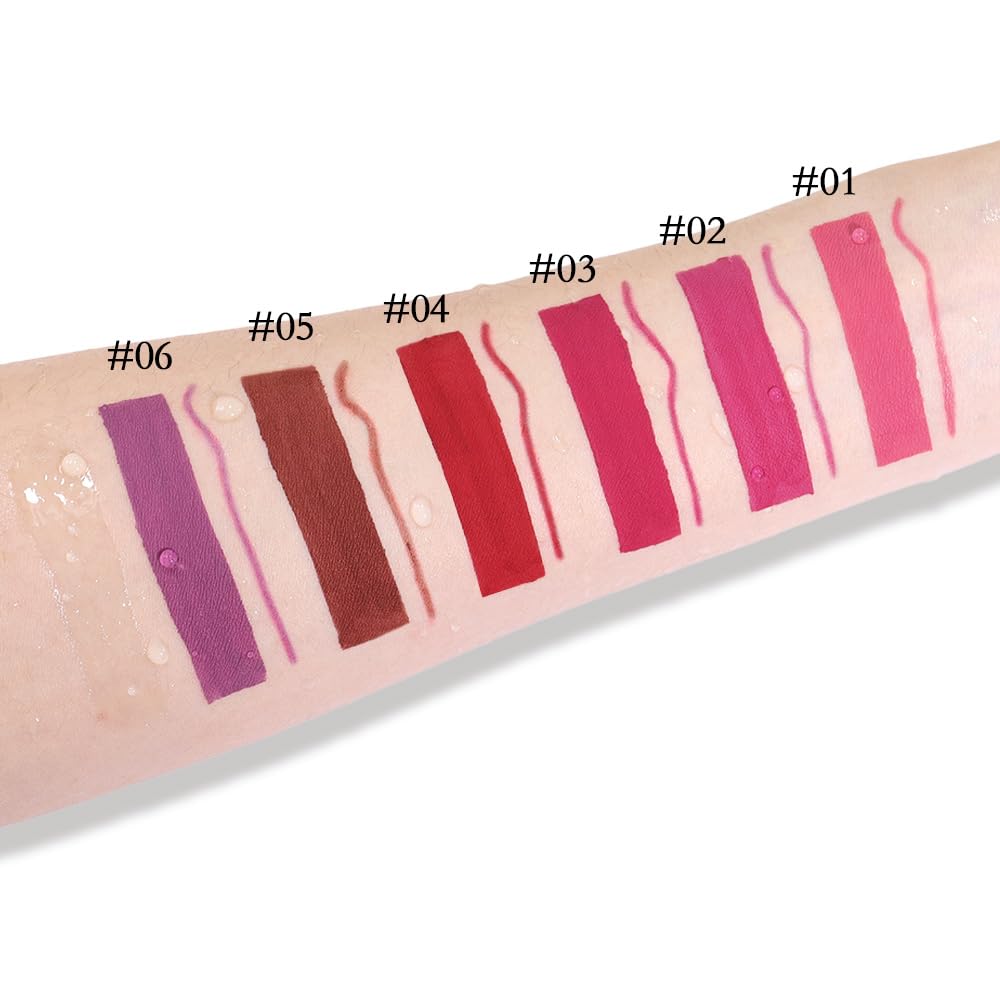 evpct 2Pcs Rose Matte Lip Liner and Lipstick Gloss Stains Makeup Set Kit for Women Long Lasting Waterproof 24, Rose Red Matte Lipstick Kit with Lip Liner, 24 Hour Lipsticks Pencils-Velvo Beauty