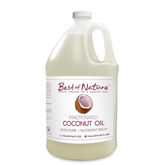 Best of Nature 100% Pure Fractionated Coconut Oil - Liquid MCT Massage & Body Oil, Unscented Moisturizer for Hair, Skin, Face, Aromatherapy Carrier for Essential Oils, Gallon (128 fl oz)-Velvo Beauty