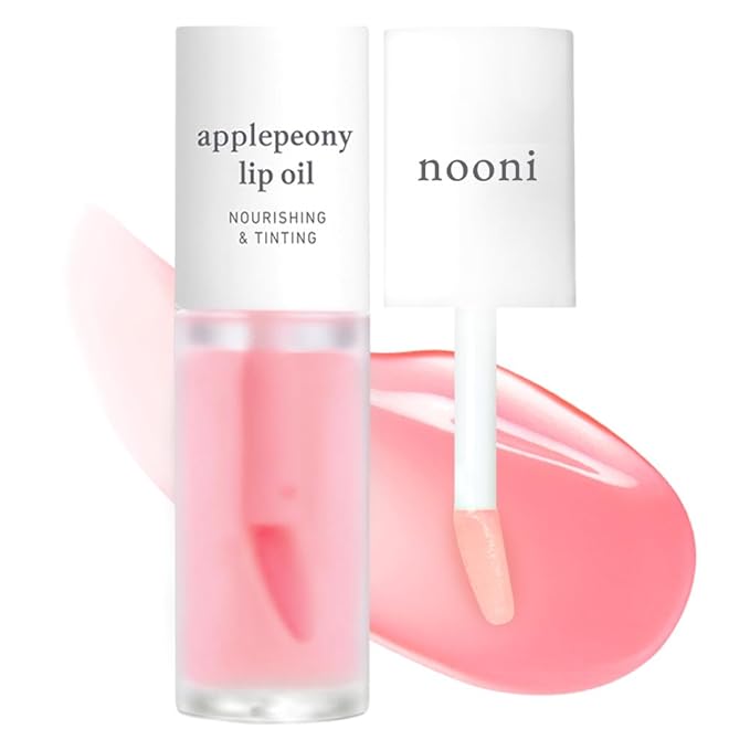 NOONI Korean Lip Oil - Applepeony | Long-Lasting, Moisturizing, Plumping, Revitalizing for Dry Lips, Waterproof, No Peel Off, Hydrating, Nourishing Crystal Clear, 0.12 FL Oz-Velvo Beauty