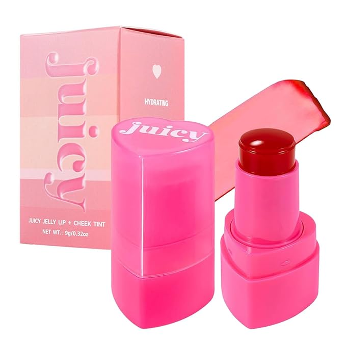 Cooling Water Jelly Tint Stick,Multi-Use Juicy Love Blush, 3-In-1cheek Blush & Eyeshadow & Lip Tinted Long-Lasting Moisture Stick,Bouncy Jelly Texture,Creates A Moist Watercolor Effect (#01, 0.32oz)-Velvo Beauty