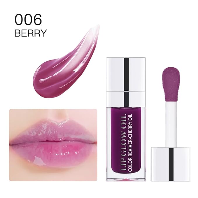 Hydrating Lip Glow Oil, Moisturizing Lip Glow Oil, Nourishing Glossy Transparent Lip Oil, Plumping Lip Oil, Lip Balm, Non-sticky Tinted Toot Lip Balm for Lip Care (PURPLE) 0.2 OZ-Velvo Beauty