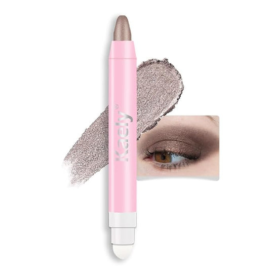 Kaely 2in1 Cream Eye Shadow Brightener Sticks for Eyes, Pencil Eyeshadow Applicator Stick Waterproof Pigmented, Eye Shadow Palette Highlighter Makeup, sombras para ojos, 19 Taupe Shimmer-Velvo Beauty
