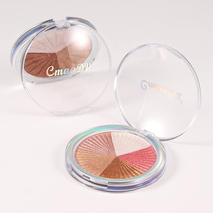 evpct Shimmer Highlighter Highlight Makeup Contour Palette iluminadores de maquillaje, 5 Colors Highlighter+Makeup White Shimmer Blush Bronzer and Makeup Highlighter Powder Palette Illuminators B02-Velvo Beauty