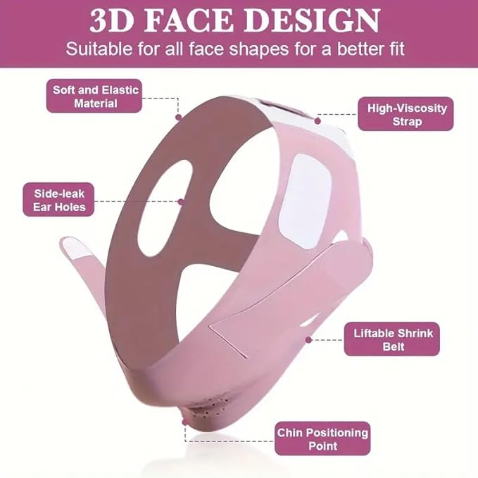 Face Slimming Mask, Breathable Mesh Design,V Line Face Lifting Strap and V Line Face Shaping Belt - Chin and Cheek Lifting Bandage for V Face Lift - Sleeping Mask Strap for Women - pink-Velvo Beauty