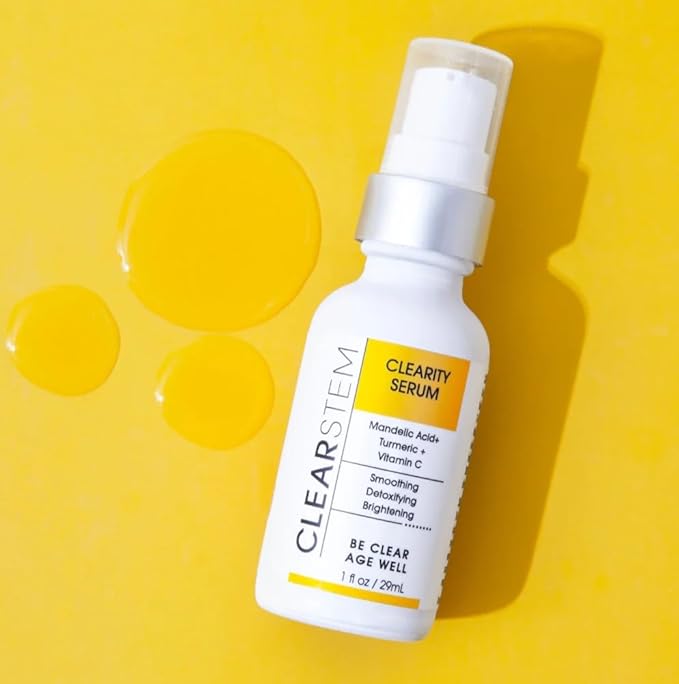 CLEARSTEM - CLEARITY The Blackhead Dissolver Mandelic Acid Serum - Vitamin C, Turmeric, Collagen Boost - All Skin Types - Facial Skin Care Products - Gluten Free, Cruelty Free - 1 fl oz / 29ml-Velvo Beauty