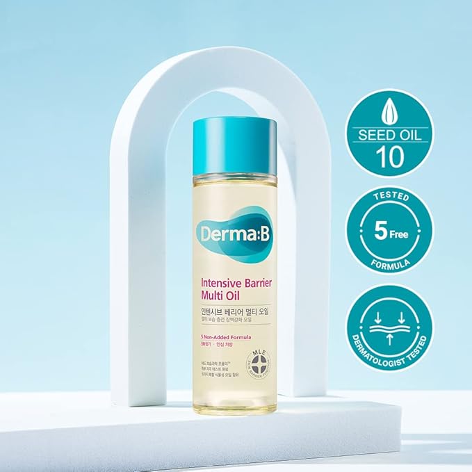 Derma B | Intensive Barrier Multi Body Oil | Moisturizing Non-Sticky Multi-Use Oil After Shower | 10 Botanical Skin Oil for Sensitive Skin | Korean Body Oils for Women & Men | 4.56 fl oz (135ml)-Velvo Beauty
