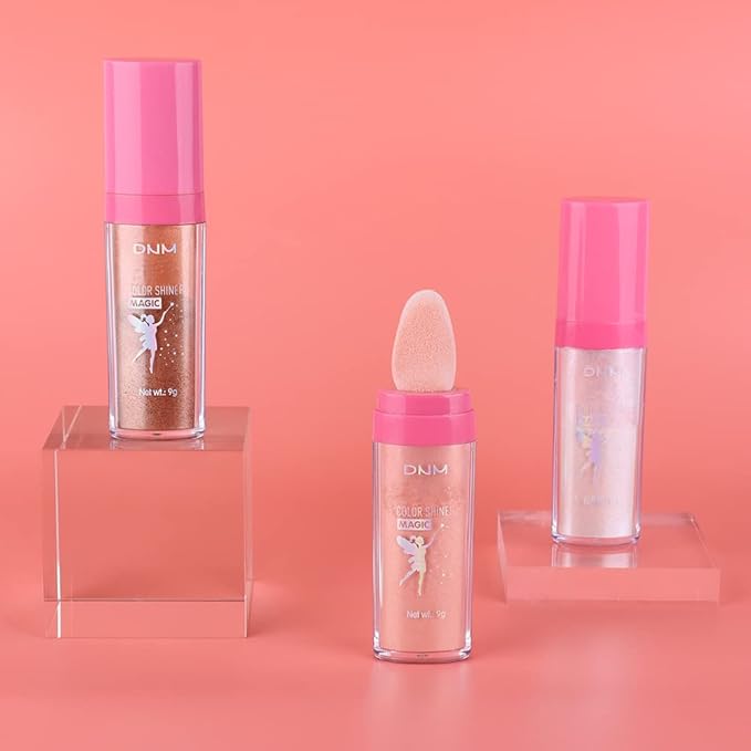 evpct 3Pcs Glitter Highlighter Powder Stick Make up Puff Fairy Stick Peal White Pink Bronze Shimmer Glitter Face Eye Body Liquid Highlighter makeup illuminators de maquillaje Glow Makeup Shimmer Stick-Velvo Beauty