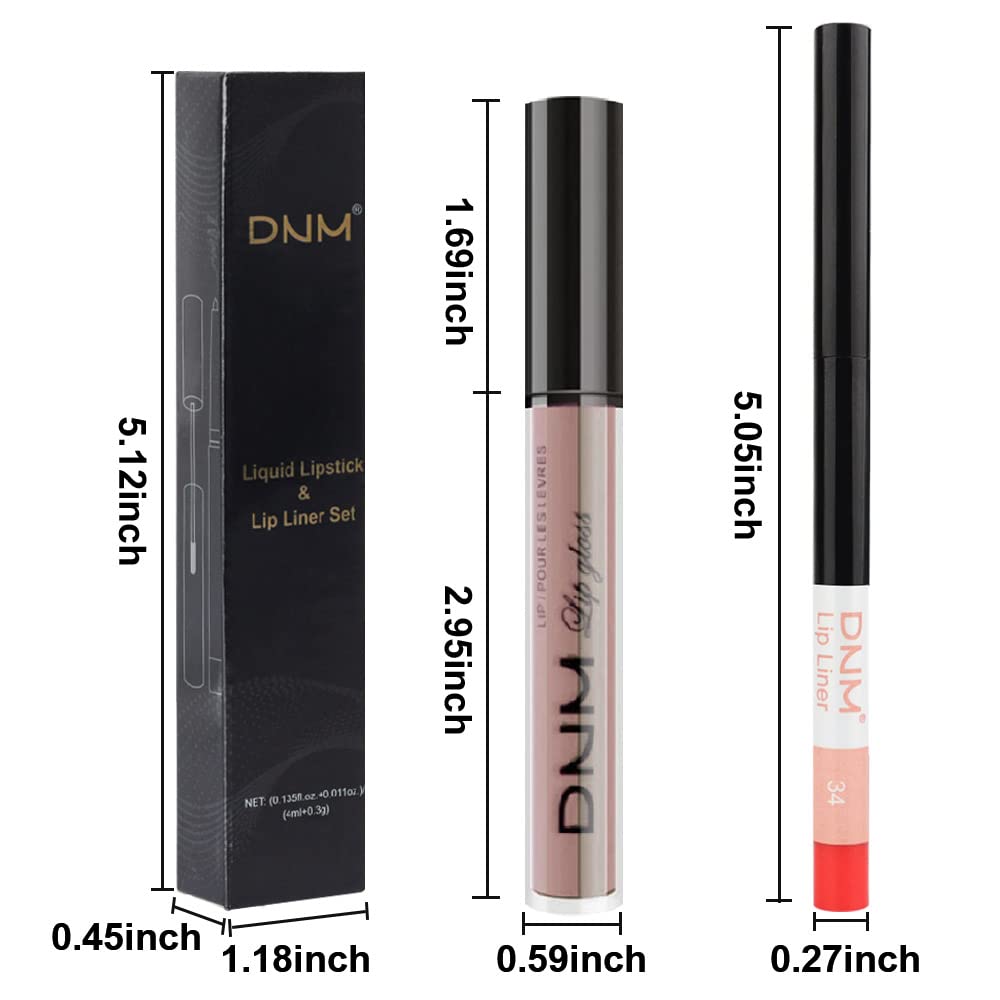 evpct 2Pcs Mauve Nude Neutral Color Lip Liner and Matte Lipstick Makeup Sets Vegan Lipstick Lip Liner and Gloss Set Lip Stain Long Lasting Waterproof 24 34#-Velvo Beauty