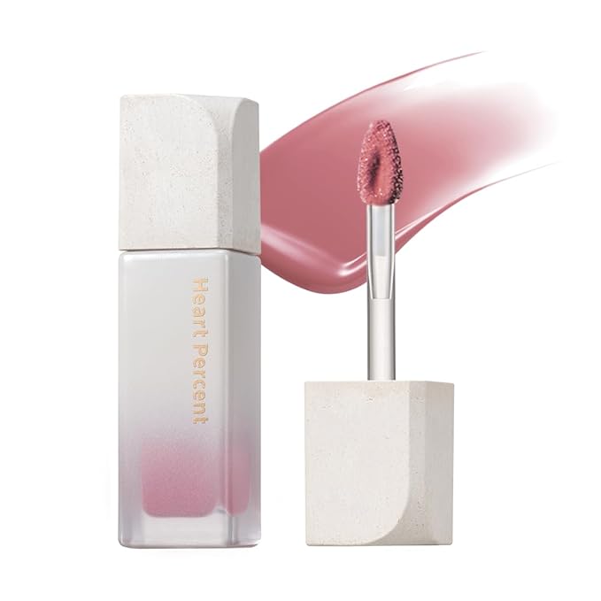 Heart Percent Dote On Mood Pure Glow Tint, Watery & Lightweight Moisturizing Lip Stain Long Lasting Liquid Lipstick 6.8g, #13. Bare Lips-Velvo Beauty