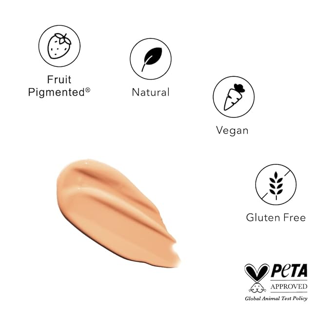 100% PURE Healthy Foundation Full Face Coverage Makeup, Liquid Matte Finish with Anti-Aging Benefits - Vegan Gorgeous Fruit Pigmented White Peach Color (Light with Warm Undertone) - 1 Fl Oz-Velvo Beauty