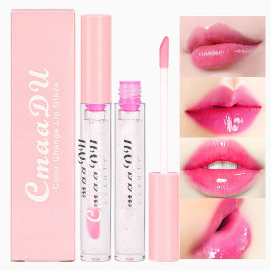 evpct 2Pcs Clear Color Changing PH Tinted Lip Gloss Sets for Women, Pink Mood Lip Oil Gloss Balm Tint Stain Glaze Pack Hydrating 0.11 fl.oz *2-Velvo Beauty