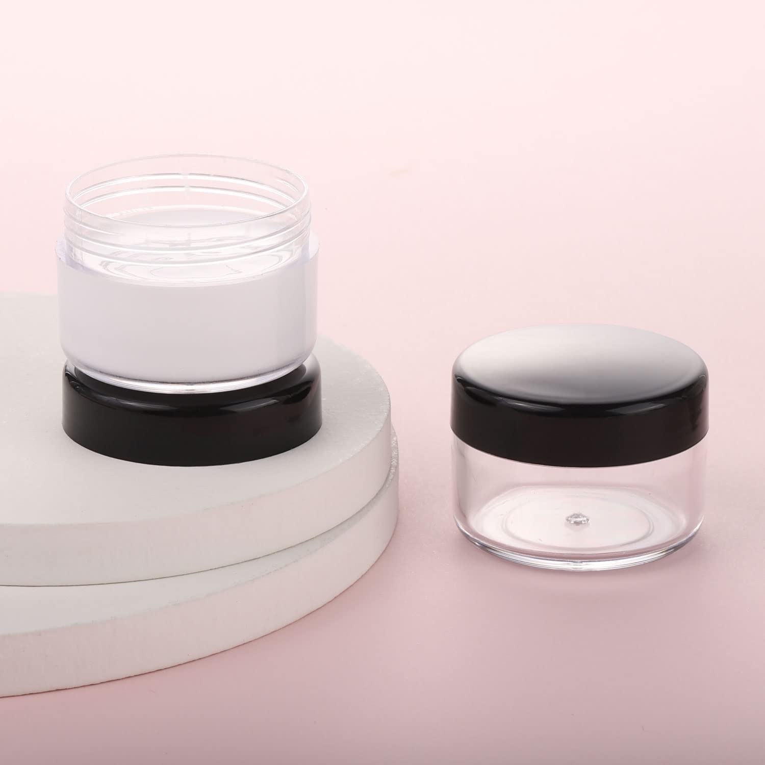 100 Count Small Sample Containers Makeup Jars 15 Gram Cosmetic Containers with Lids Black Traveling Jars Empty Bottles for Toiletries-Velvo Beauty