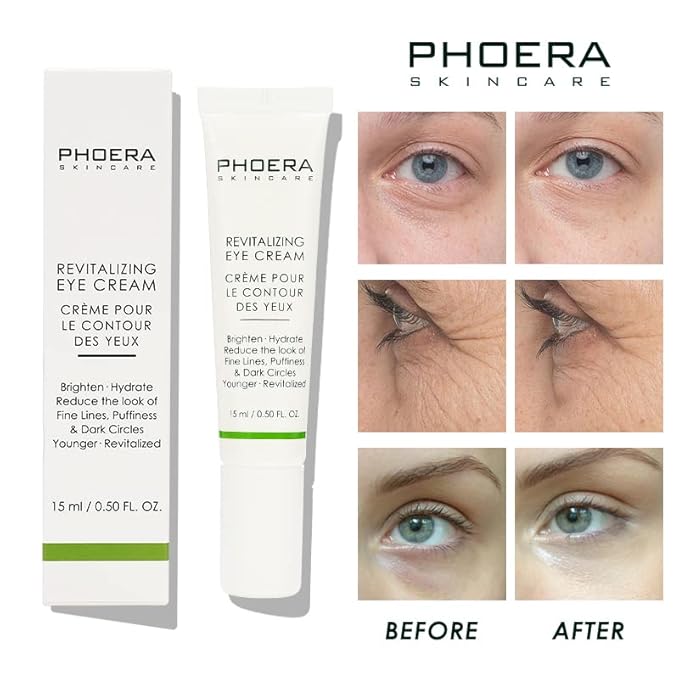 Phoera Revitalizing Eye Cream Brighten Hydrate Reduce The Fine Lines, Dark Circle Wrinkles And Puffiness For Men And Women Skin Loving Ingredients Apply In Morning And At Night-Velvo Beauty