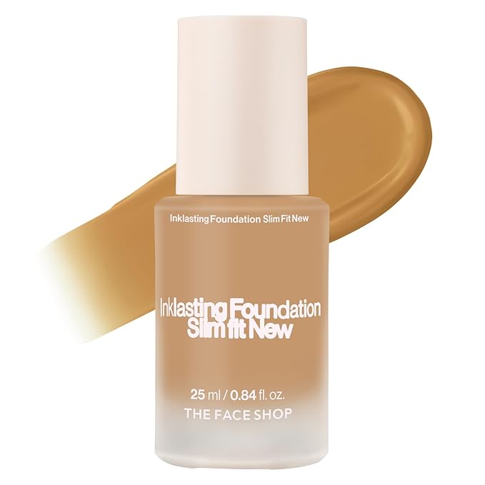 THE FACE SHOP Ink Lasting Liquid Foundation, Full Coverage, 72‑Hour Wear Semi‑Matte Finish, Makeup with Bakuchiol, N310 Almond, 0.84 Fl. Oz.-Velvo Beauty