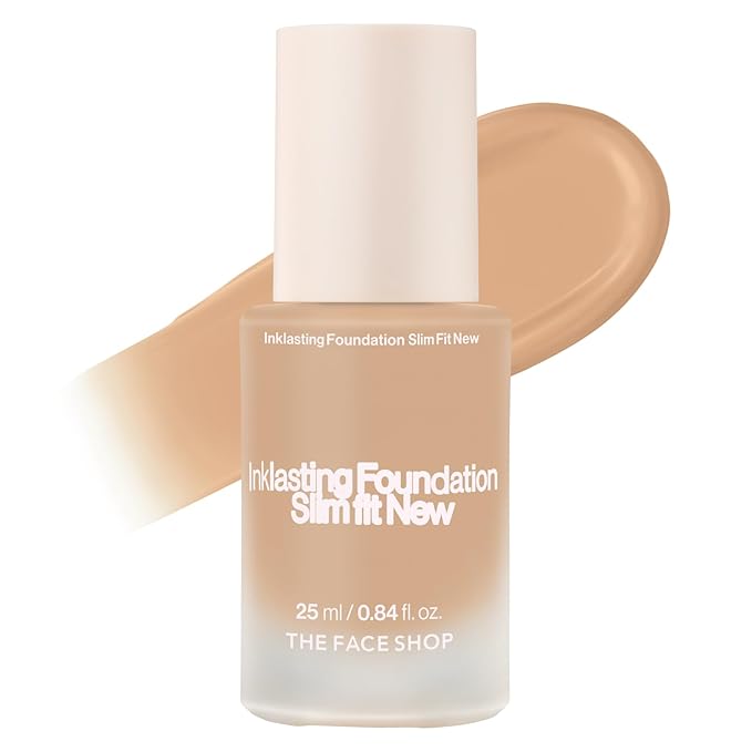 THE FACE SHOP Ink Lasting Liquid Foundation, Full Coverage, 72‑Hour Wear Semi‑Matte Finish, Makeup with Bakuchiol, C210 Cool Sand, 0.84 Fl. Oz.-Velvo Beauty