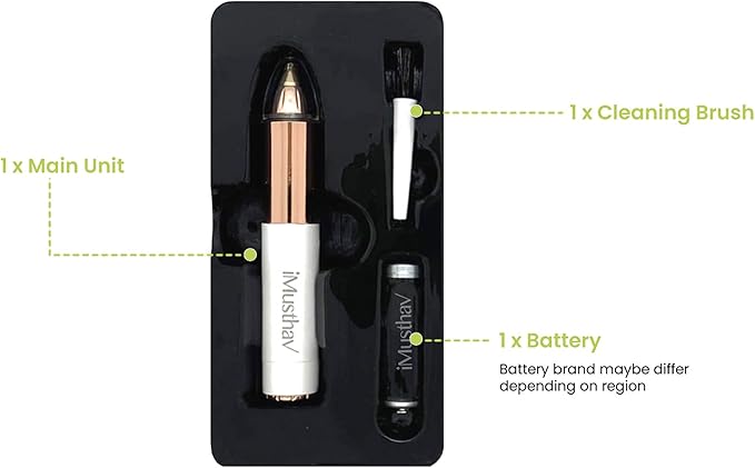 Portable Eyebrow Hair Remover for Women – Painless, Fast & Precise Flawless Electric Razor & Epilator for Eyebrow, Nose, Ear Hair Removal – 18K Gold-Plated, 360° LED Light-Velvo Beauty