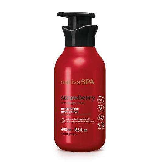 Nativa SPA by O Boticário, Ruby Strawberry Antioxidant Body Lotion, Brightening Vitamin C and Nourishment for Radiant Skin, 13.5 Ounce-Velvo Beauty