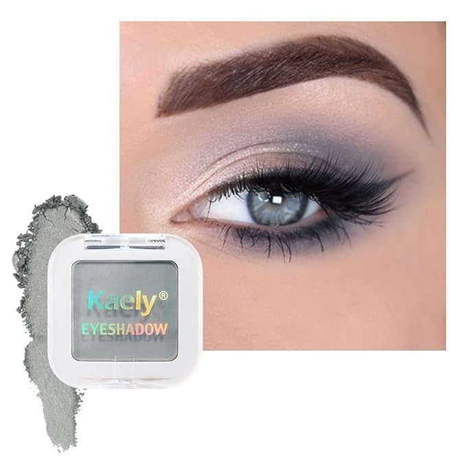 Buildable Matte Eyeshadow Makeup Palette Single - Smoky Gray Shades | Creamy Pressed Powder for Easy Blending | Mini Travel Palette for Women | Everyday Natural Eye Makeup-Velvo Beauty