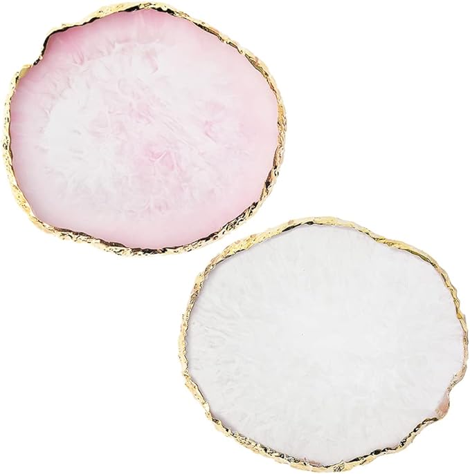 Resin Nail Art Palette, Nail Art Painting Mixed Color Palette Gold Edge Nail Gel Color Makeup Display Board (Pink+White)-Velvo Beauty