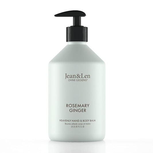 Jean & Len Heavenly Hand & Body Balm Rosemary & Ginger, for a fragrant care experience, with organic argan oil and shea butter, minimalistic bottle, without parabens & silicones, 16.91 Fl. Oz.-Velvo Beauty