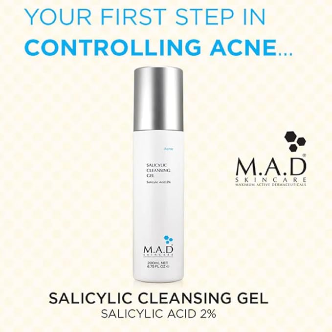 M.A.D Skincare Salicylic Cleansing Gel - Acne Facial Wash 6.75 oz.-Velvo Beauty