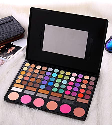 Eye Shadow 78 Color Palette Colors Eye Make up Kit Highly Pigmented Professional Cosmetic with Blush, Highlighter, Face Contour Powder Style 1-Velvo Beauty