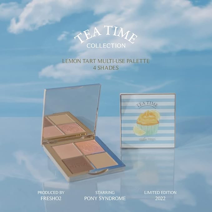 FreshO2 x Pony | Lemon tart multi-use Palette | 2 shades of highlight and 2 shades of contour| Delicate pearl like shimmer, super smooth | Made In Taiwan | Vegan Cruelty Free-Velvo Beauty