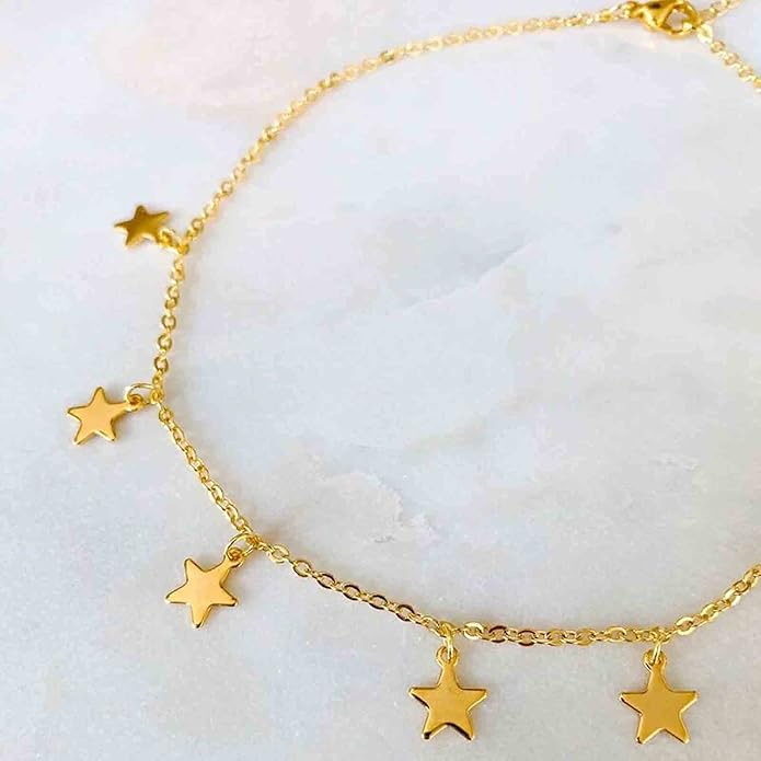 Boho Star Choker Necklace Gold Star Dangle Necklace Chain Short Minimalist Necklace Gold Collarbone Necklace Jewelry for Women Gifts-Velvo Beauty