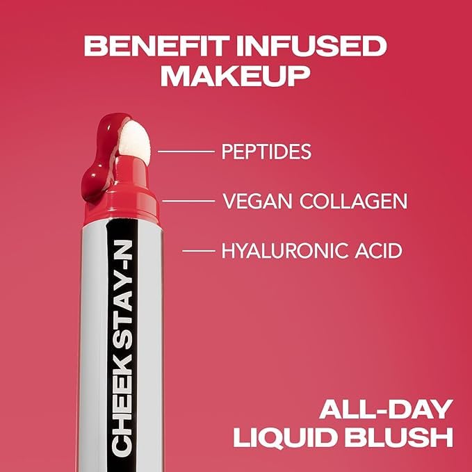 Sacheu Cheek STAY-N Liquid Blush for Cheeks — High Pigment, Buildable, Lightweight Cream Blush Infused With Squalane, for Dewy Radiant Flushed Cheeks — Long-lasting & Cruelty Free, Flirt Mode Duo-Velvo Beauty