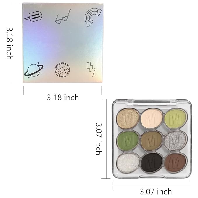 SUAKE Waterproof 9 Colors Shimmer Matte Eyeshadow Palette.Longwearing Highly Pigmented Glitter Eye Makeup Palet. Sparkle Pearlescent paleta de sombras 1# Gold Green-Velvo Beauty