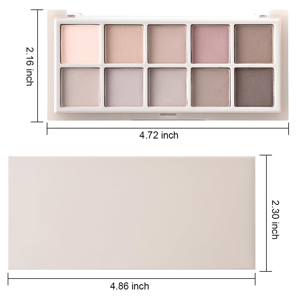 10 Color Matte Eyeshadow Palette | 10 Soft-Focus Matte Shades in Grey-Brown & Neutral Taupe | Silky Powder Blends Like Cream | Natural-Looking Nude Makeup for Mature Skin | Day to Night Wear-Velvo Beauty