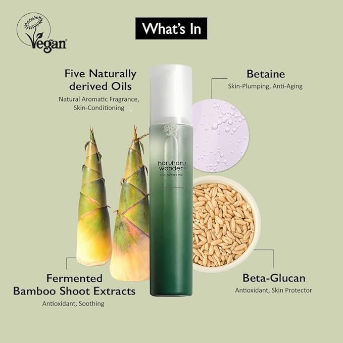 HARUHARU wonder Black Bamboo Mist, 5.07 fl.oz. Hydrating and Firming skin, Panax ginseng for clean and smooth skin surface, Korean Skincare, Vegan, Cruelty Free-Velvo Beauty
