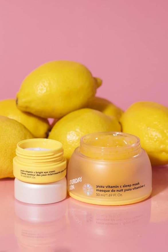 Saturday Skin Yuzu Eye Balm Vitamin C Wide lluminating Under Tight Eye Cream Korean Niacinamide Caffeine for Wrinkles Puffy Eyes Dark Circles Moisturizing Hydrates Anti Aging for Women (15ml)-Velvo Beauty