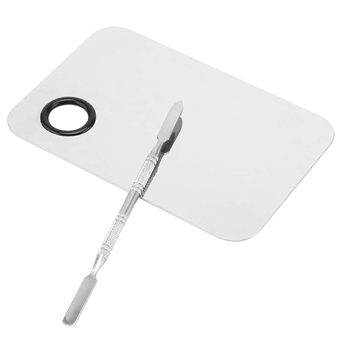 4 Pack Metal Makeup Palette, Makeup Mixing Palette with Spatula Makeup Palette Mixer Tray for Color Mixing and Makeup, Silver(2 Sizes)-Velvo Beauty
