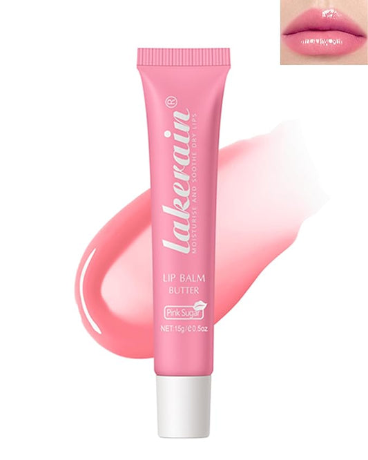 Lip Butter Balm Pink Sugar,Hydrating Tinted Butter Lip Gloss,Clear Lip Mask Lip Moisturizer,Glossier Lip Treatment Balm Lipgloss,Non-Sticky Jelly Glow Reviver Fat Lip Oil, Makeup Gift for Women-06-Velvo Beauty
