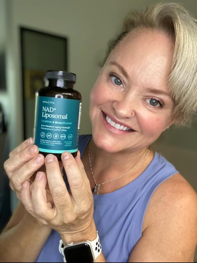 Liposomal NAD+ Supplement 500mg with Urolithin A, CoQ10, Resveratrol & Giloy (Made in USA) Mitochondrial, Cellular Energy, Cognitive, Anti-Aging & Detox Support - 3rd Party Tested Vegan, Non-GMO-Velvo Beauty