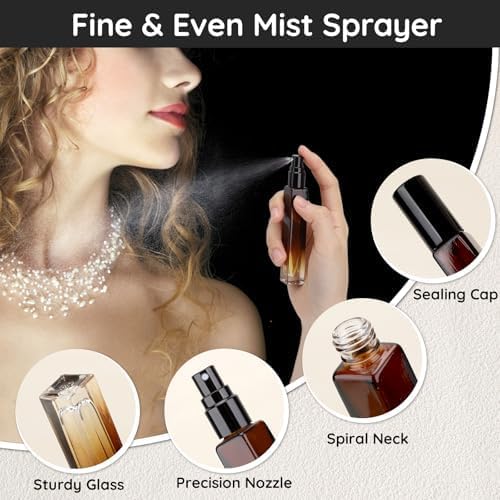 Segbeauty Travel Perfume Bottle, 10pcs 10ML Empty Refillable Glass Perfume Atomizer, 0.34oz Portable Cologne Dispenser Spray Bottle Travel Size Sample Bottles Sprayer Perfume Making Kit Gradient Amber-Velvo Beauty