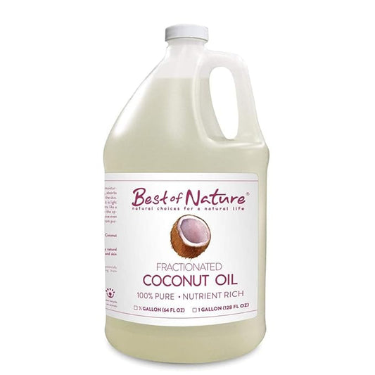 Best of Nature 100% Pure Fractionated Coconut Oil - Liquid MCT Massage & Body Oil, Unscented Moisturizer for Hair, Skin, Face, Aromatherapy Carrier for Essential Oils, Half Gallon (64 fl oz)-Velvo Beauty