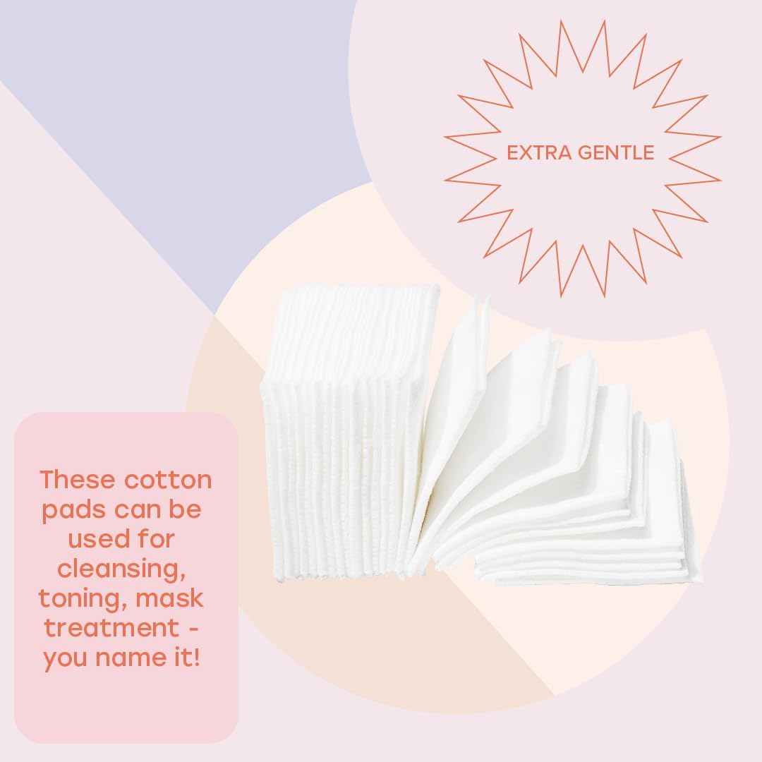 White Rabbit - Naked Cotton Classic - Premium Facial Cotton Pads - for Makeup Remover, Toner, Mask - 100% Cotton, Unbleached, Lint-Free - Extra Soft & Durable - Natural & Cruelty-Free - 500 Count-Velvo Beauty